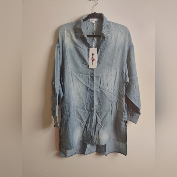 Washed Denim Button Tunic - Picture 5 of 8